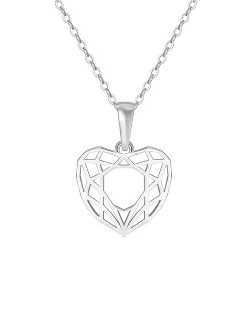 platinum,45CM,:2.04g 925 Sterling Silver Heart Minimalist Necklace