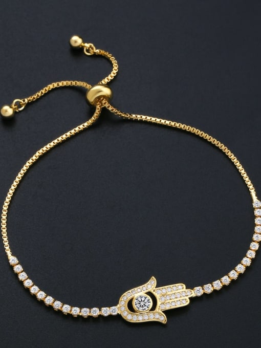 CC Brass Cubic Zirconia Irregular Minimalist Adjustable Bracelet
