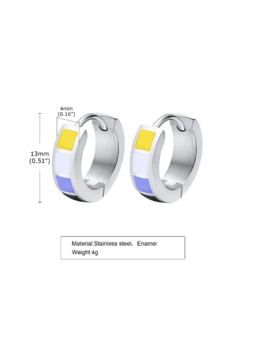 PE 014 pair Stainless steel Enamel Geometric Minimalist Huggie Earring