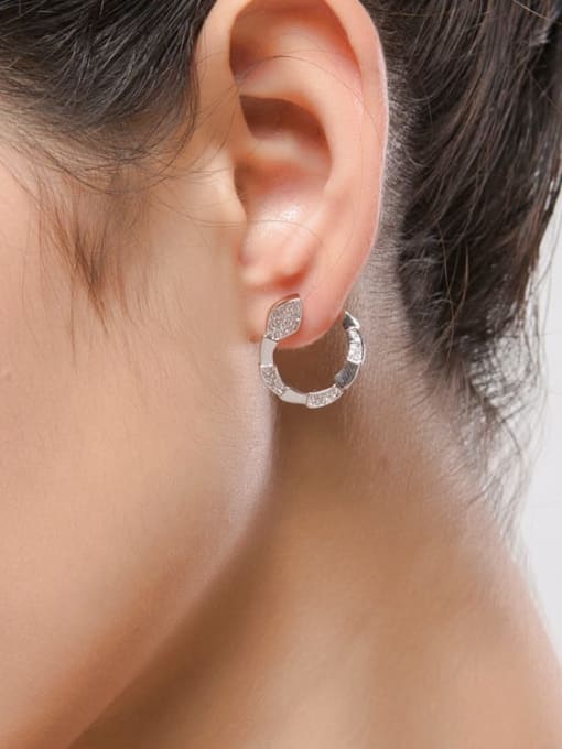 BLING SU Copper Cubic Zirconia Geometric Minimalist Clip Earring 1