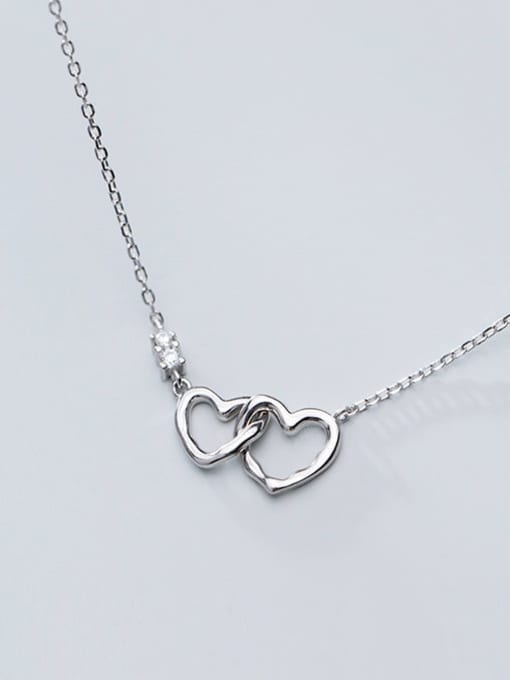 Rosh 925 Sterling Silver Minimalist  Hollow  Heart Necklace