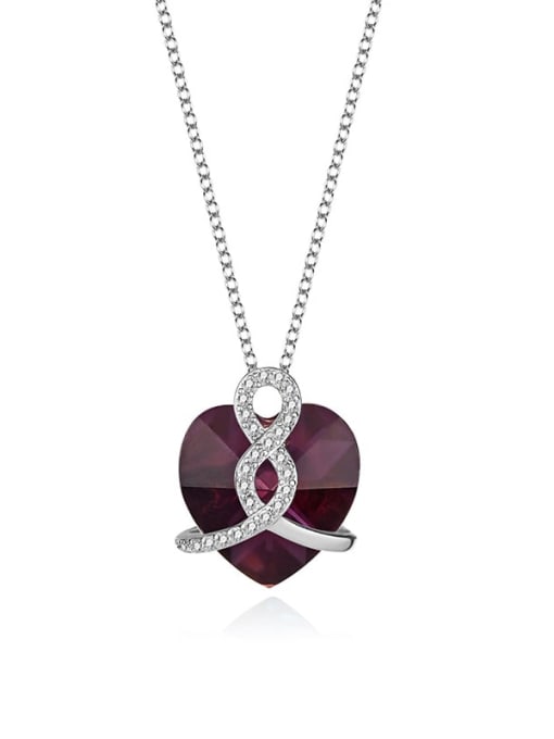JYXZ 021 (purple) 925 Sterling Silver Austrian Crystal Heart Classic Necklace