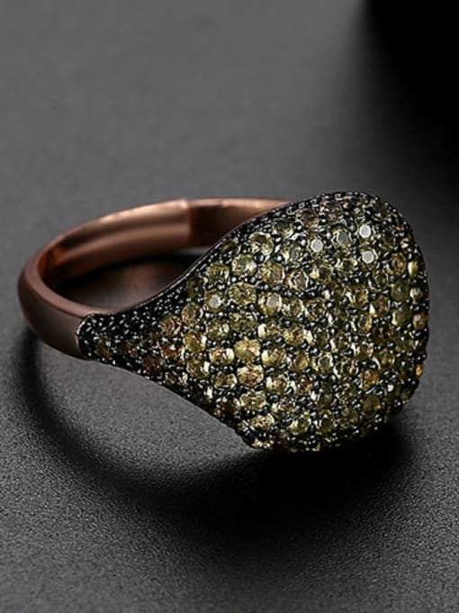 Yellow Copper Rhinestone Full Diamond Geometric Minimalist Free Size Band Ring