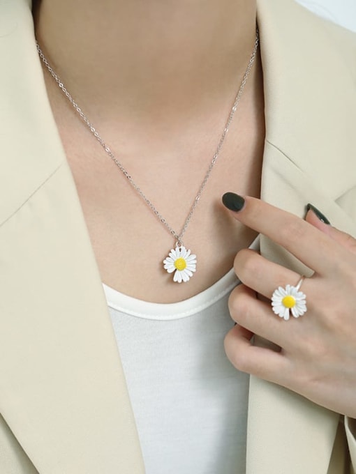 DAKA 925 Sterling Silver Enamel Flower Minimalist Necklace 2