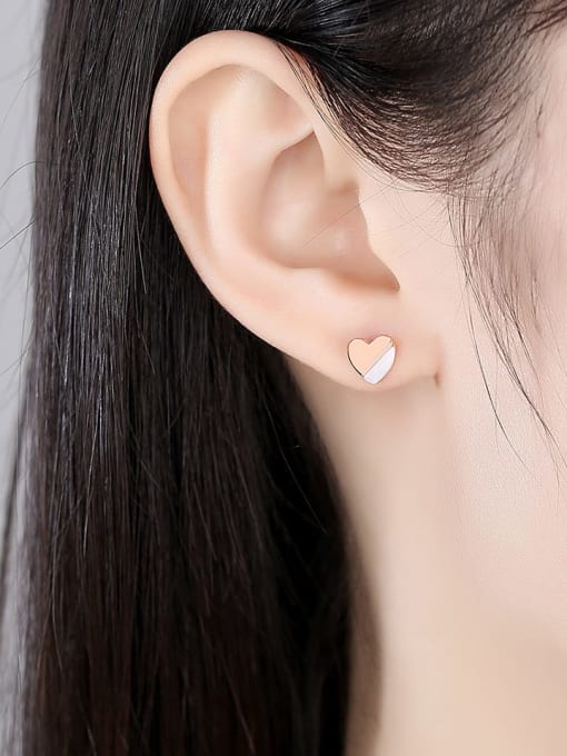 CCUI 925 Sterling Silver Shell Heart Minimalist Stud Earring 1