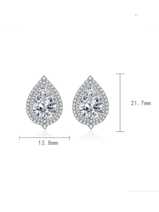 X&S Brass Cubic Zirconia Multi Color Water Drop Dainty Stud Earring 3