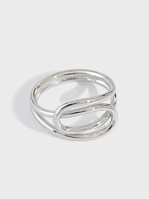 DAKA 925 Sterling Silver Irregular Vintage Stackable Ring 0