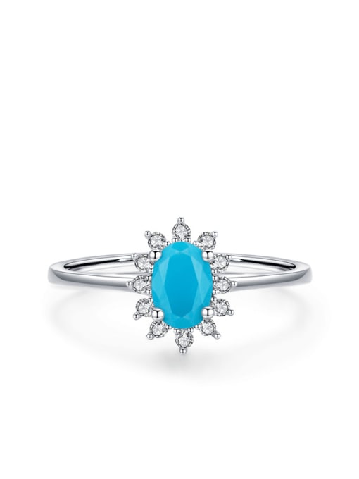 MODN 925 Sterling Silver Turquoise Crown Classic Band Ring