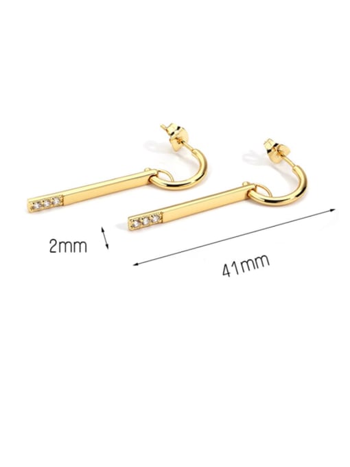CHARME Brass Rhinestone Geometric Minimalist Hook Earring 3