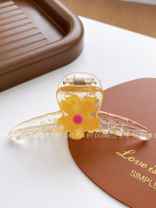 Small yellow flower 9.6cm Alloy  Acrylic Trend Flower Jaw Hair Claw