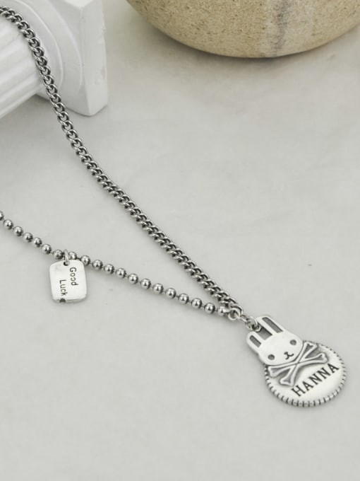 50 5cm long Vintage Sterling Silver With Platinum Plated Simplistic Rabbit Power Necklaces