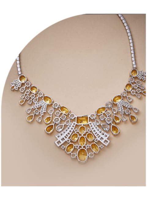 L.WIN Brass Cubic Zirconia Water Drop Luxury Tassel Necklace 4