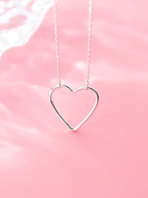 Rosh 925 Sterling Silver Simple Fashion Hollow Heart Pendant Necklace 1