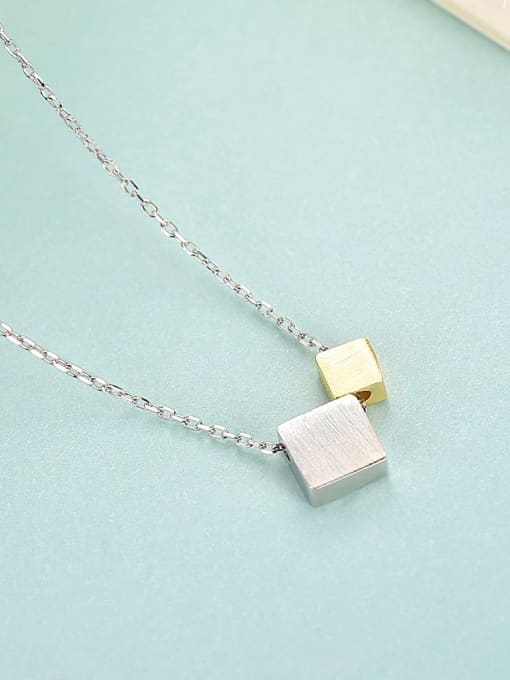 CCUI 925 sterling silver simple Square Pendant Necklace 3