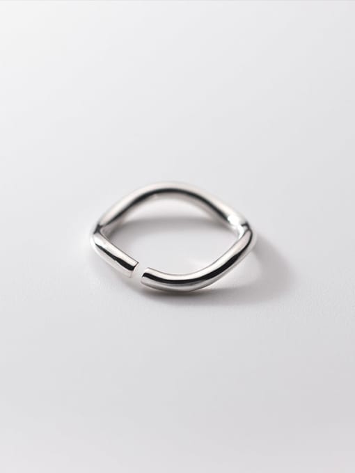 Rosh 925 Sterling Silver Smotth Geometric Minimalist Band Ring 2