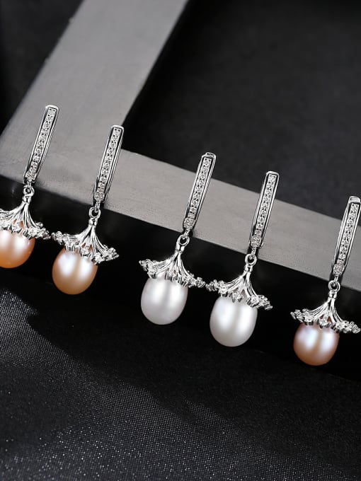 CCUI 925 Sterling Silver Freshwater Pearl  Micro setting 3A zirconium  Trend Drop Earring 2