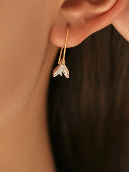 MODN 925 Sterling Silver Flower Minimalist Hook Earring 1