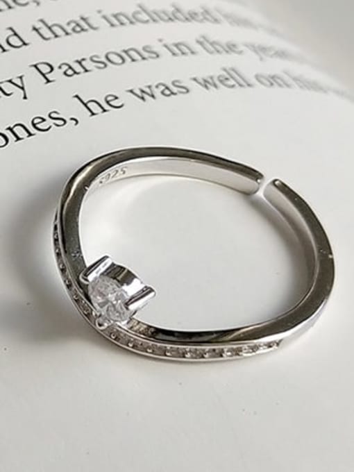 Type B zirconium diamond fine ring J 852 925 Sterling Silver Cubic Zirconia White Irregular Minimalist Midi Ring