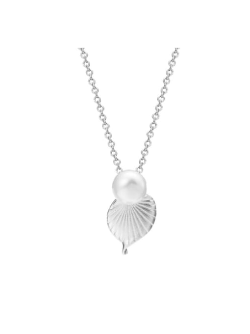 SILVER MI 925 Sterling Silver Freshwater Pearl Irregular Minimalist Necklace