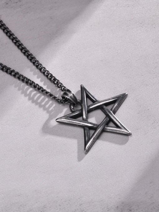 CONG Stainless steel Pentagram Hip Hop Necklace 0