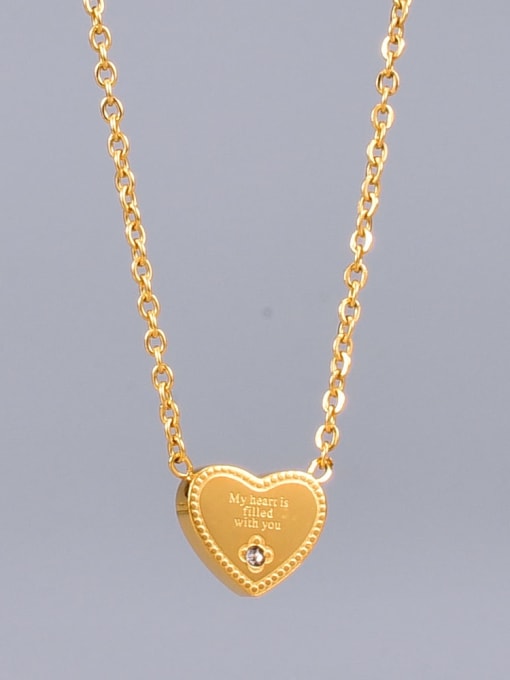A TEEM Titanium Rhinestone Letter Minimalist heart Pendant Necklace 3