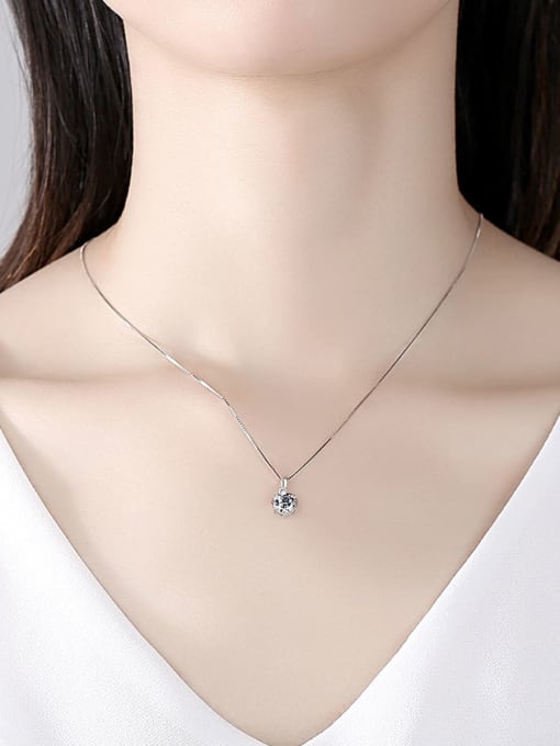 CCUI 925 Sterling Silver Moissanite Geometric Minimalist Necklace 1