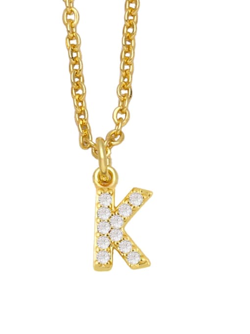 K Brass Cubic Zirconia Letter Vintage Necklace