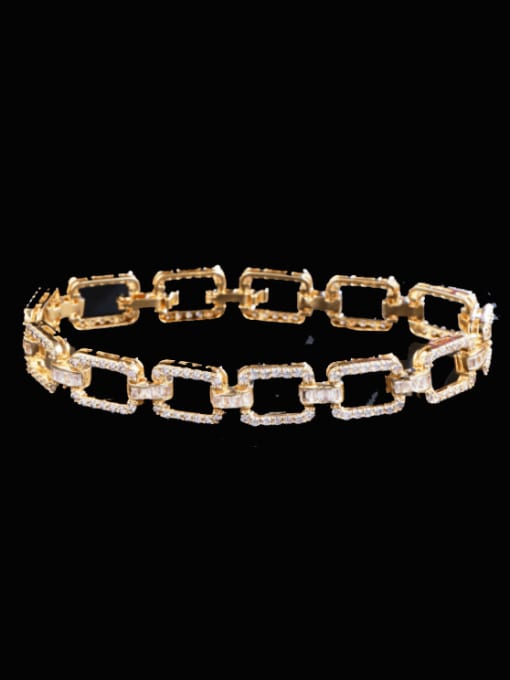 L.WIN Brass Cubic Zirconia Hollow Geometric Luxury Bracelet 0