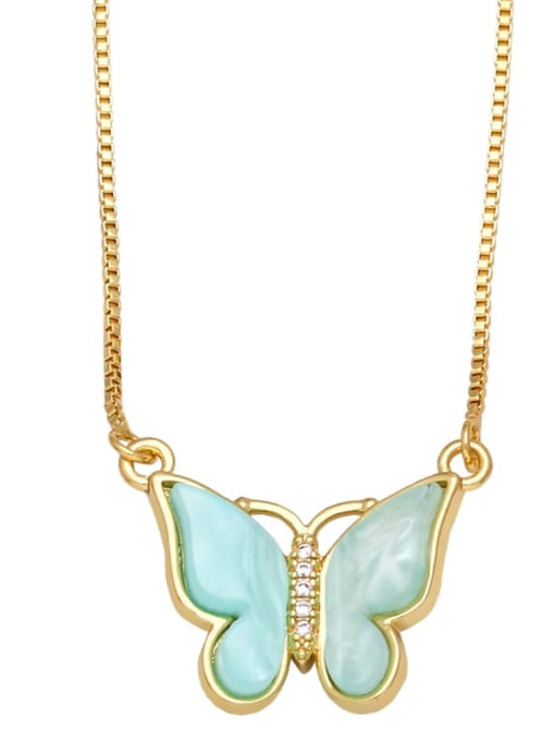 Light green Brass Shell Butterfly Minimalist Necklace