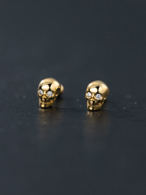 Rosh 925 Sterling Silver Skull Vintage Stud Earring 2