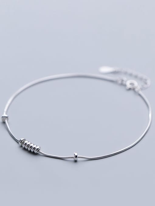 Rosh 925 Sterling Silver Minimalist   Round  Bead Anklet 1