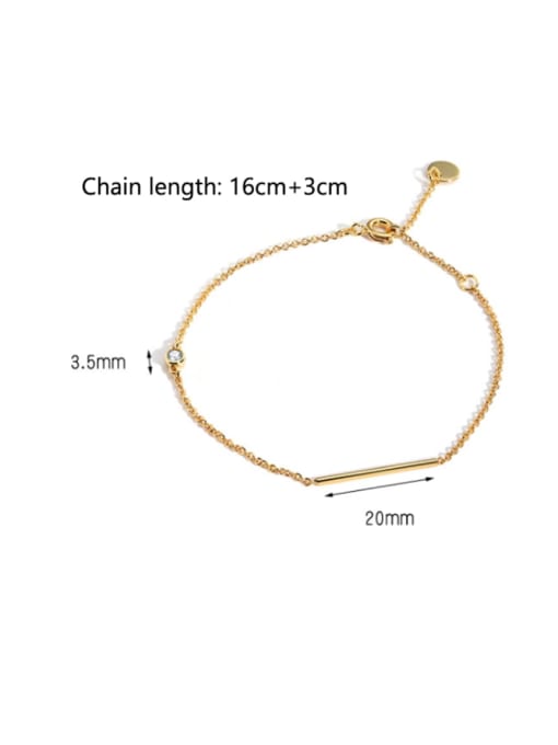 golden Brass Rhinestone Geometric Minimalist Link Bracelet