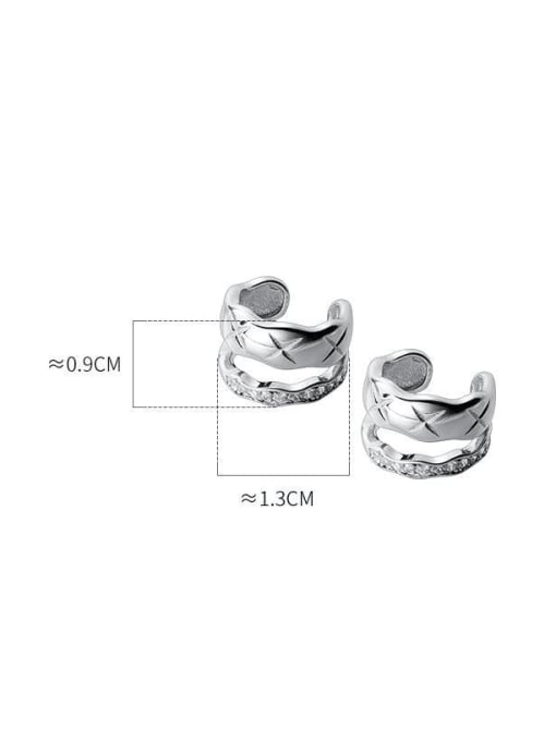 Rosh 925 Sterling Silver Cubic Zirconia Geometric Minimalist Clip Earring 2