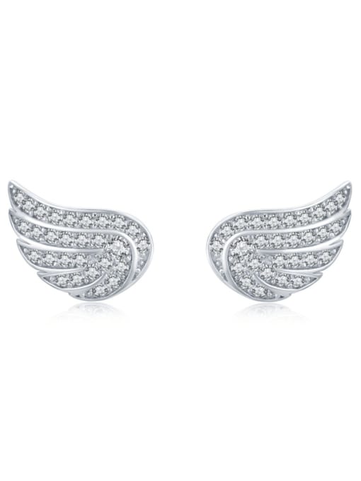 MODN 925 Sterling Silver Cubic Zirconia Wing Cute Stud Earring 0
