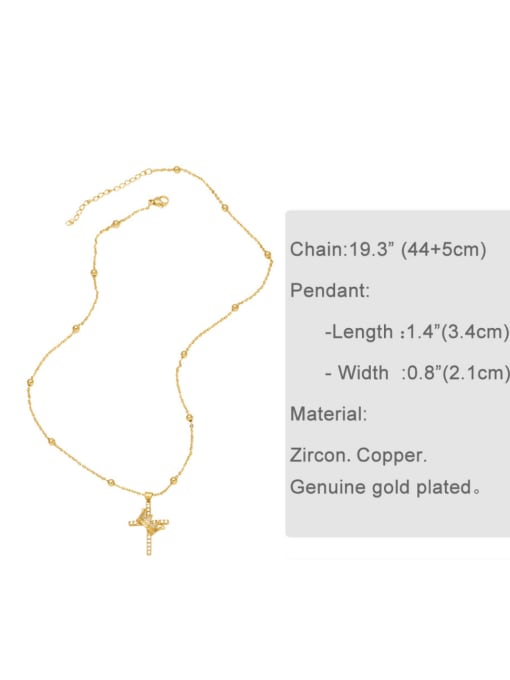 CC Brass Cubic Zirconia Crown Cross Vintage Regligious Necklace 3