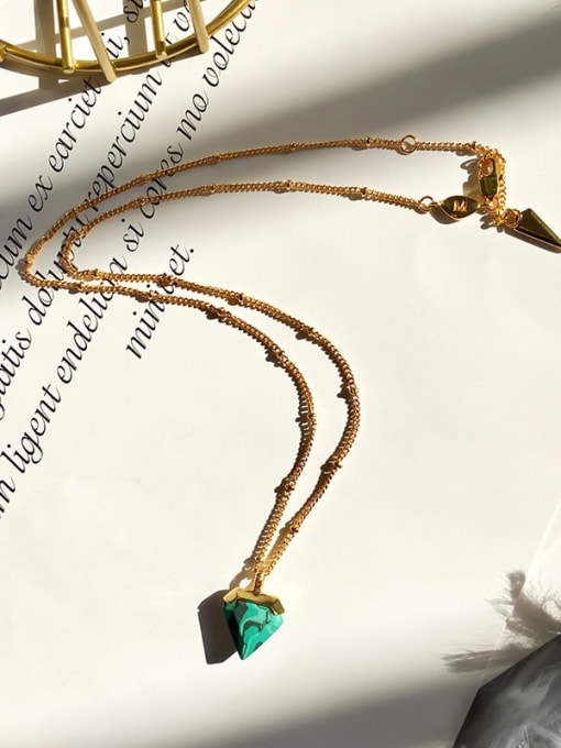 My Model Copper Triangle  Minimalist  Glass Stone  Necklaces 2