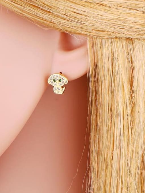 CC Brass Cubic Zirconia Animal Rabbit Cute Stud Earring 1