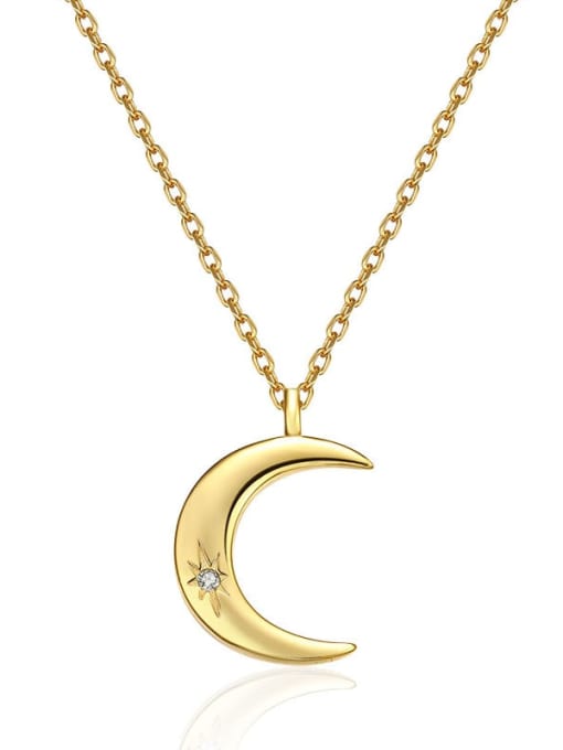 Boomer Cat 925 Sterling Silver Moon Minimalist Necklace 0
