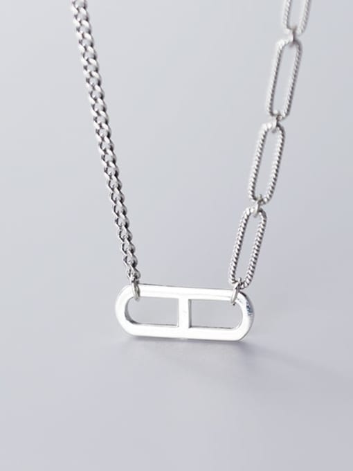 Rosh 925 Sterling Silver Simple hollow geometric pendant Necklace 2