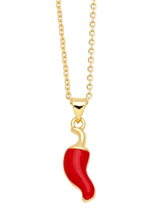 red Brass Enamel Irregular Minimalist Necklace