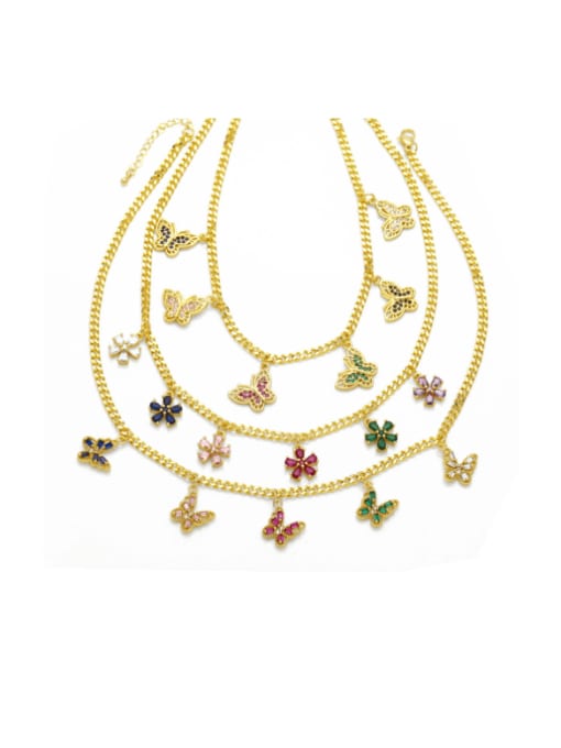 CC Brass Cubic Zirconia Flower Trend Necklace