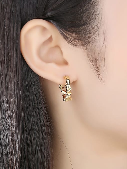 BLING SU Copper Geometric Minimalist Stud Earring 1