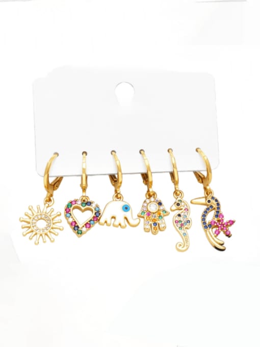 CC Brass Cubic Zirconia Heart Cute Huggie Earring 0