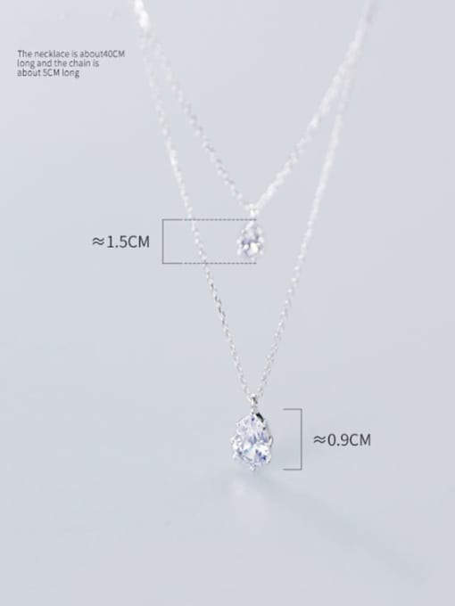 Rosh 925 Sterling Silver Cubic Zirconia White Water Drop Minimalist Multi Strand Necklace 2