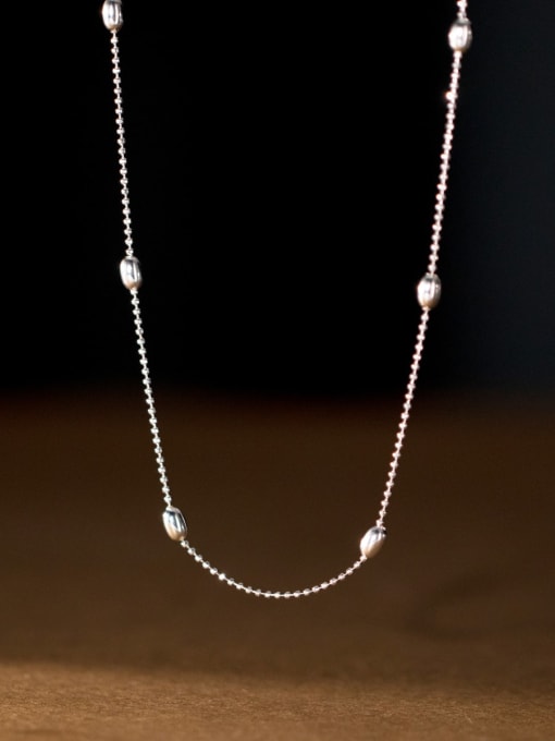Rosh 925 Sterling Silver Bead Geometric Minimalist Necklace 2