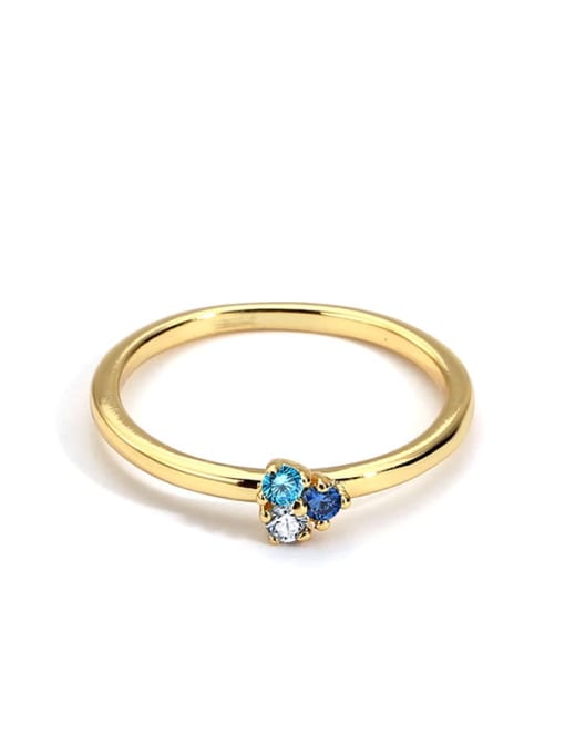 Gold Diamond ice ring Brass Cubic Zirconia Flower Minimalist Band Ring