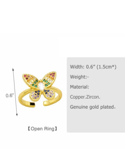 CC Brass Cubic Zirconia Butterfly Cute Band Ring 2