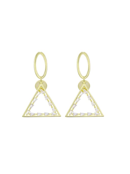 925 silver needle Earrings Alloy Cubic Zirconia Triangle Dainty Drop Earring
