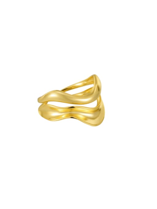 Gold Irregular Wave Ring 925 Sterling Silver Geometric Minimalist Stackable Ring