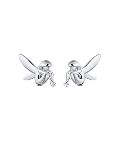 RINNTIN 925 Sterling Silver Cubic Zirconia Angel Cute Stud Earring 0